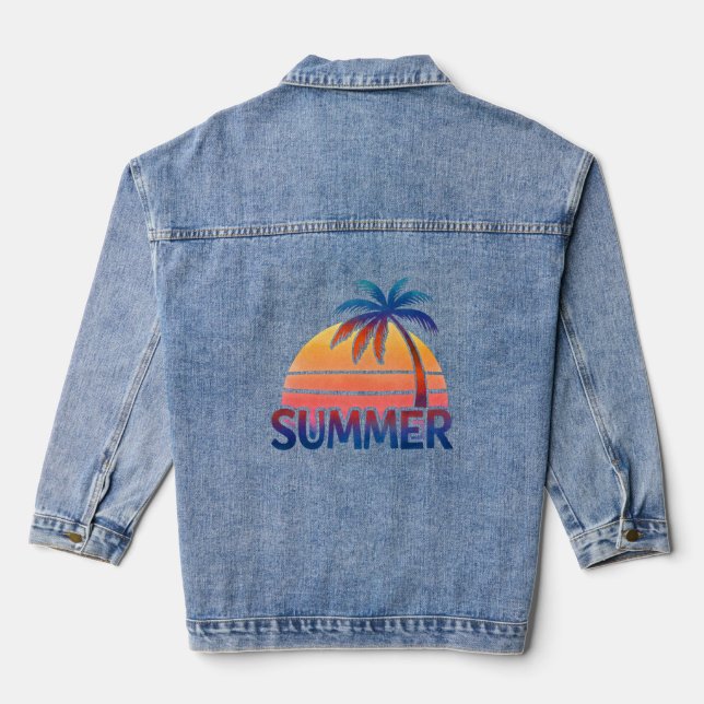 Sommerretro-Sonnenuntergang Jeansjacke (Rückseite)