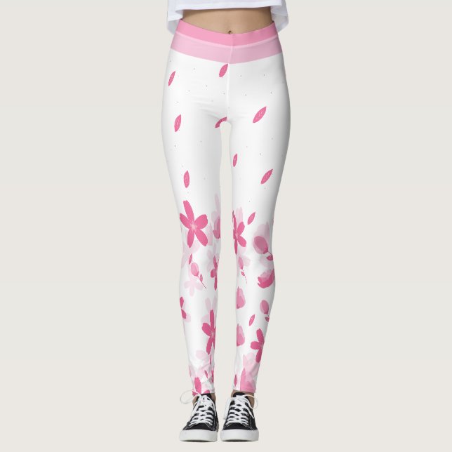 Sommerrosa Blüten Wasserfarben Blume erträglich Leggings (Vorderseite)