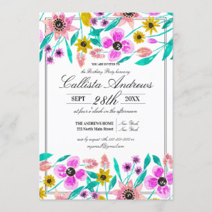 Sommerrosa Gelbe Blütenfarbe Geburtstag Einladung