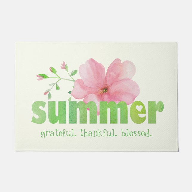 Sommerrosa Grüne Farbe Blüte Fußmatte (Vorderseite)