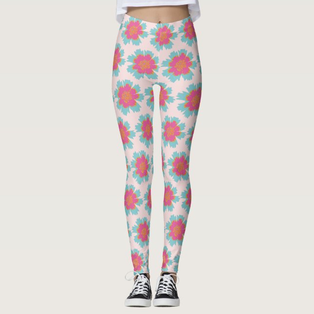 Sommerrosa und blaues Gefühl Leggings (Vorderseite)
