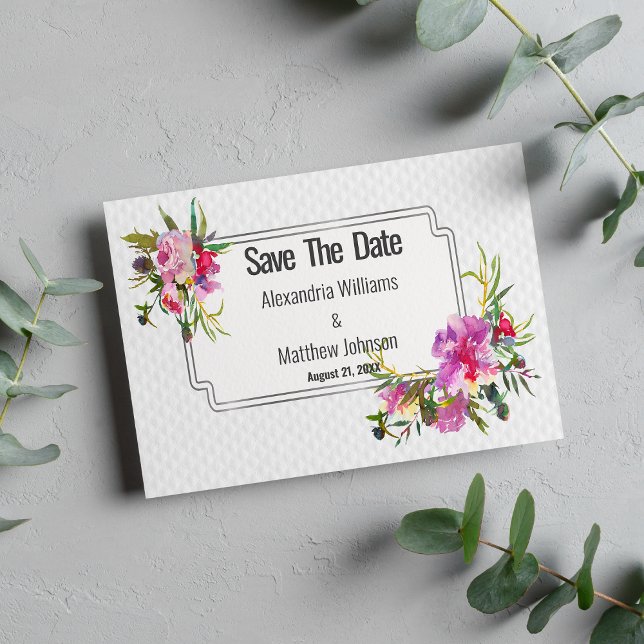 Sommerrosa violett Save the Date (Summer pink violet white floral Save The Date )