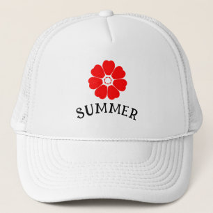 Sommerrote Blumen-Trucker-Mütze Truckerkappe