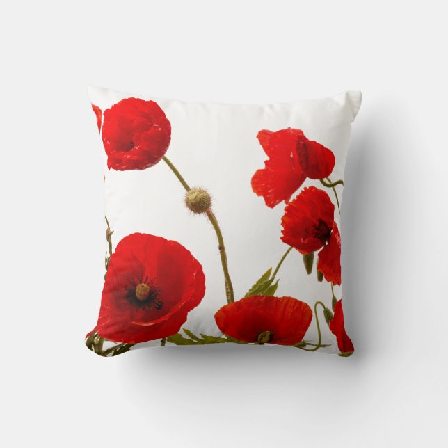 Sommerroter Mohn-Blume Vintage benutzerdefinierte  Kissen (Vorderseite)
