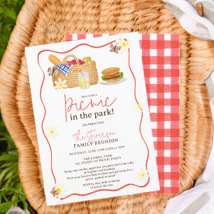 Sommerroter Spaß Picknick im Park Familientreffen Einladung