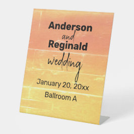 Sommerrustikale Lässig-Gelbpfirsichhochzeit Sockelschild