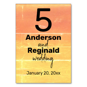 Sommerrustikale Lässig-Gelbpfirsichhochzeit Tischnummer