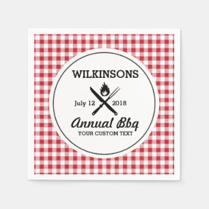 Sommers-BBQ-Grill-Cookout-Wiedersehensfest Rot Gin Serviette