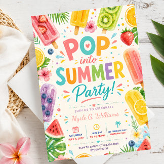 Sommers Geburtstag-Eis-Poolparty Tropisches Obst Einladung