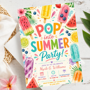Sommers Geburtstags-Lutscher-Poolparty Tropisches Einladung