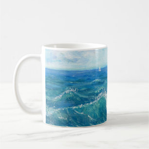 Sommersaison, blaue Wellen, Acrylmalerei. Kaffeetasse
