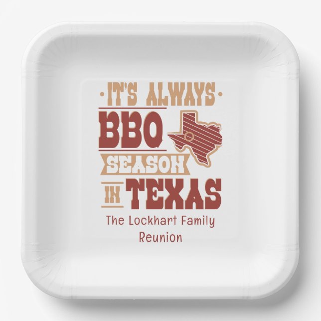 Sommersaison der GRILLEN Texas Barbecue Gag Custom Pappteller (Vorderseite)