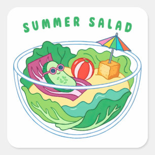 Sommersalat Quadratischer Aufkleber
