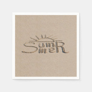 Sommerschild auf dem Strand geschnitzt Sand Serviette