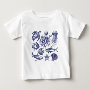 Sommerschildkröte Fischhaie Oktopus Seashell Baby T-shirt