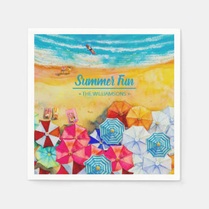 Sommerschirme auf dem Sand Serviette