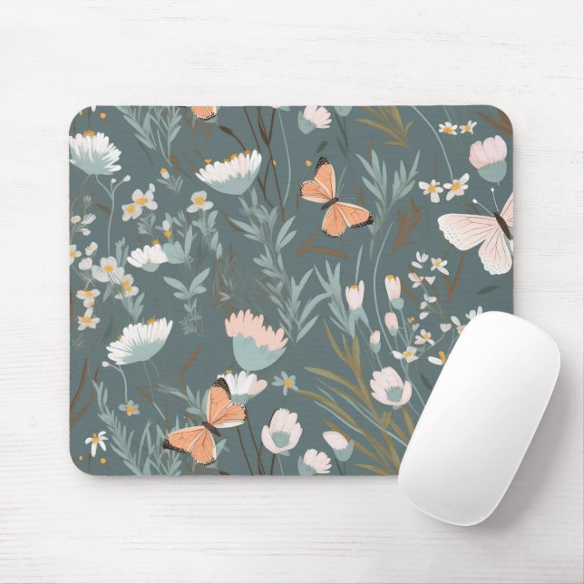 Sommerschmetterlinge und Wildblumen Mousepad (Mit Mouse)