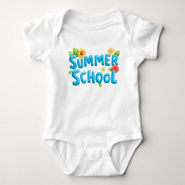 Sommerschule - Sommerschultext mit Blume Baby Strampler (Vorderseite)