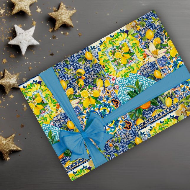 Sommersizilianische Zitrusfrüchte-Keramik Geschenkpapier (Von Creator hochgeladen)