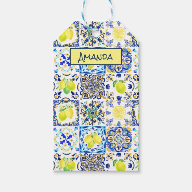 Sommersizilianische Zitrusfrüchte Mittelmeer-Majol Geschenkanhänger (Vorderseite)
