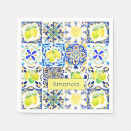 Sommersizilianische Zitrusfrüchte Mittelmeer-Majol Serviette