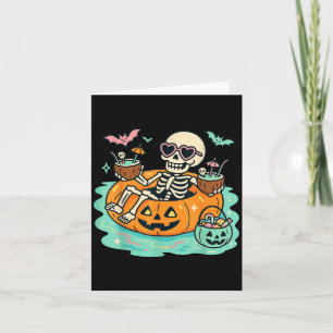 Sommerskelett in Kürbisschwimmen Niedlichen Spooky Karte