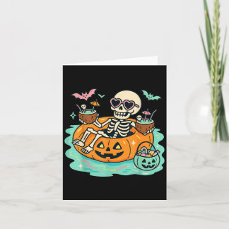 Sommerskelett in Kürbisschwimmen Niedlichen Spooky Karte