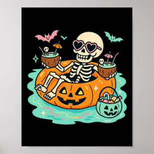 Sommerskelett in Kürbisschwimmen Niedlichen Spooky Poster