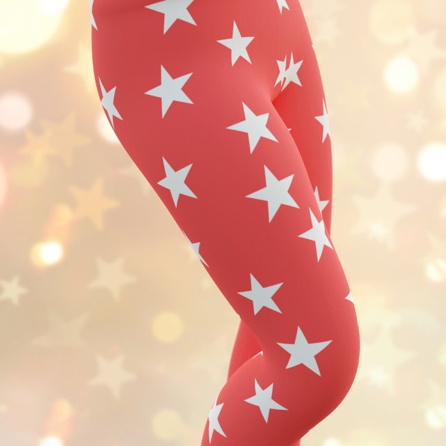 Sommersmuster Leggings in Rot und Weiß Star (Red and white star pattern leggings just for you)