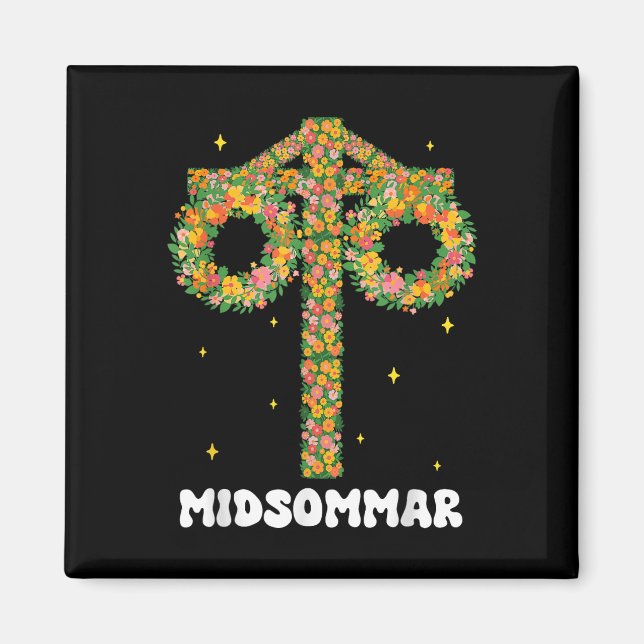 Sommersolstice Maypole Midsommar Schweden Magnet (Vorne)