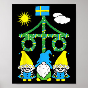 Sommersolstice Maypole Midsommar Schweden Poster