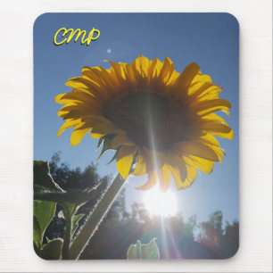 Sommersonne und Sonnenblumen mit Ihren Initialen Mousepad