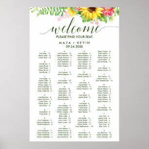 Sommersonnenblume Alphabetischer Sitzplan Poster