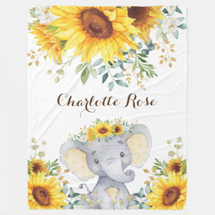 Sommersonnenblume Elephant Baby Girl Kinderzimmer Fleecedecke