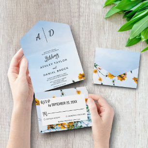 Sommersonnenblume Ganze in einer Hochzeit Einladun All In One Einladung