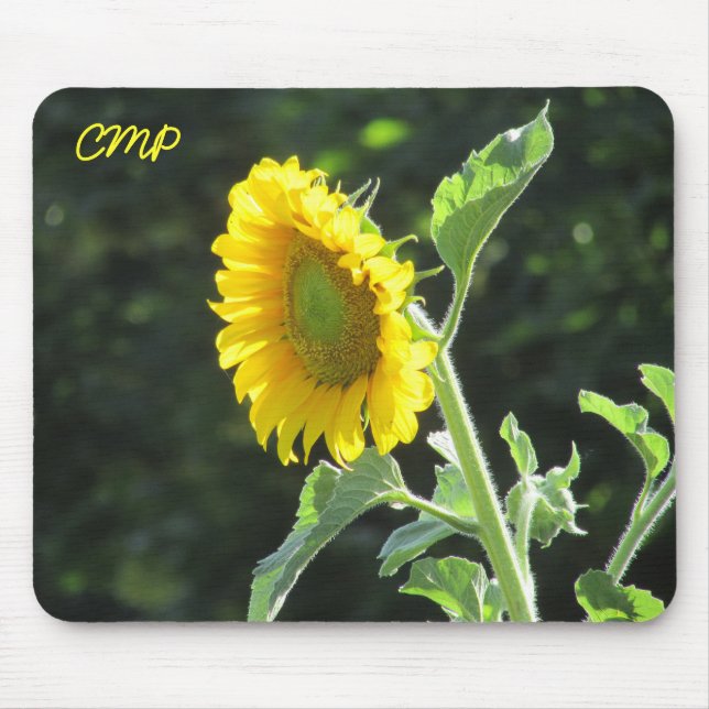 Sommersonnenblume mit Ihren Initialen Mousepad (Vorne)