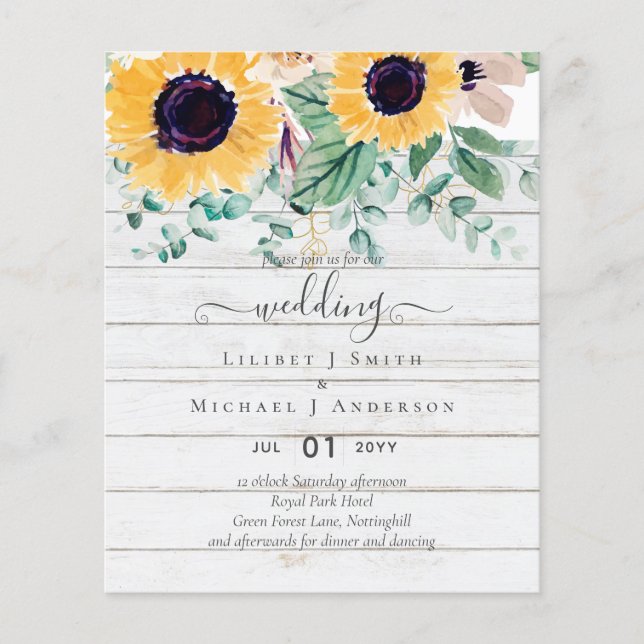 Sommersonnenblumen Eukalyptus Greenery Wedding Fly Flyer (Vorne)