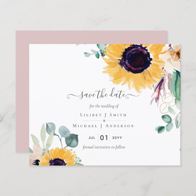 Sommersonnenblumen Eukalyptus Grüne Hochzeit (Vorne/Hinten)