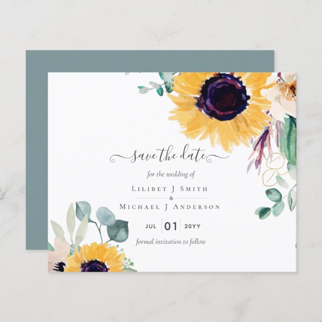 Sommersonnenblumen Eukalyptus Grüne Hochzeit (Vorne/Hinten)