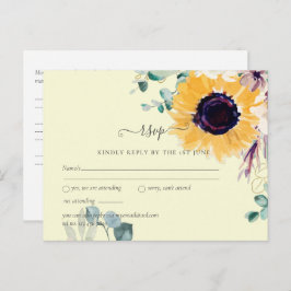 Sommersonnenblumen Eukalyptus Grüne Hochzeit Postkarte