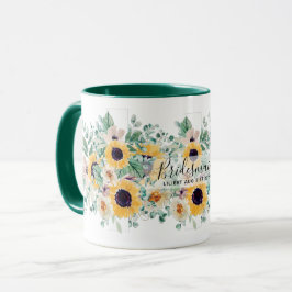 Sommersonnenblumen Eukalyptus Grüne Hochzeit Tasse