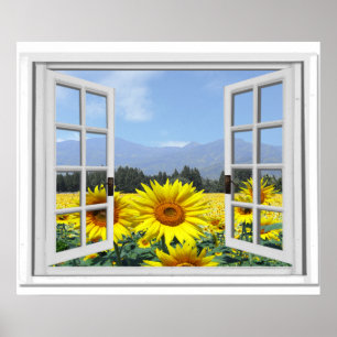 Sommersonnenblumen Fake Garden View Poster