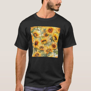 Sommersonnenblumen Hübsch Gelbes Botanisches Wasse T-Shirt