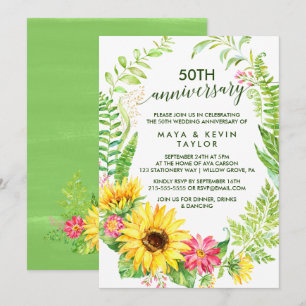 Sommersonnenblumenkranz 50. Hochzeitstag Einladung