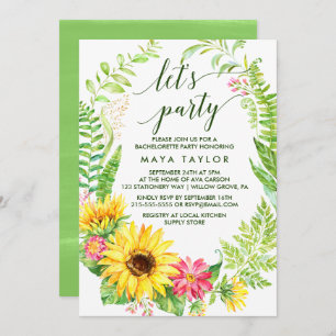 Sommersonnenblumenkranz Lasst uns Party machen Einladung