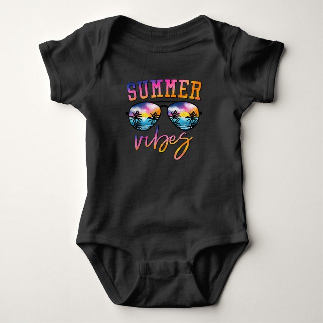 Sommersonnenbrille mit Palmenbaum Funny Beach Baby Strampler (Vorderseite)