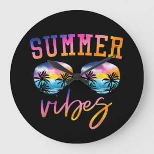 Sommersonnenbrille mit Palmenbaum Funny Beach Große Wanduhr