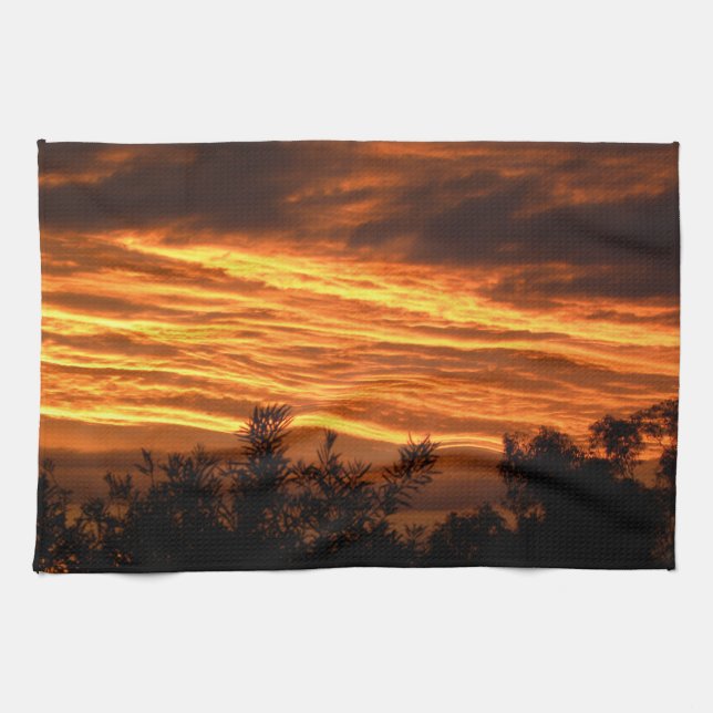 Sommersonnenuntergang in Canberra Geschirrtuch (Horizontal)