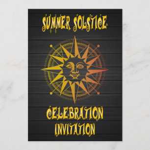 Sommersonnenwende Gelb und Schwarz Einladung