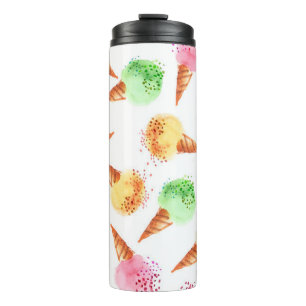 Sommersortiertes Eisdessert Farbe Aquarell Thermosbecher
